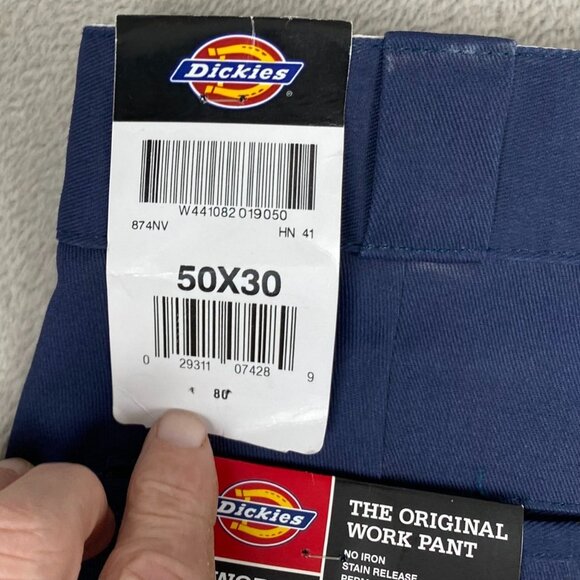 Dickies Men's 874 Work Pants 50X30 Navy Original Fit Polyester Cotton Durable - Picture 10 of 14